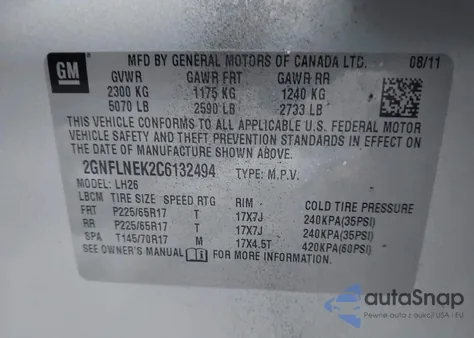 2012 Chevrolet Equinox 2Lt from USA, damaged, VIN 2GNFLNEK2C6132494